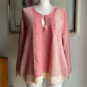 COTÉLAC Pink Two-Tone Colorblock Keyhole Wool Blend Swater Size 1 MSRP $435